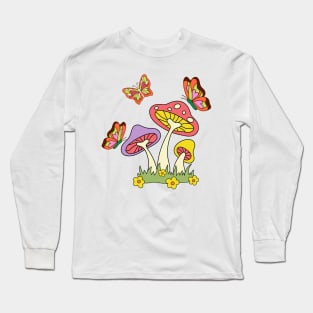 Mushrooms and Butterflies Long Sleeve T-Shirt